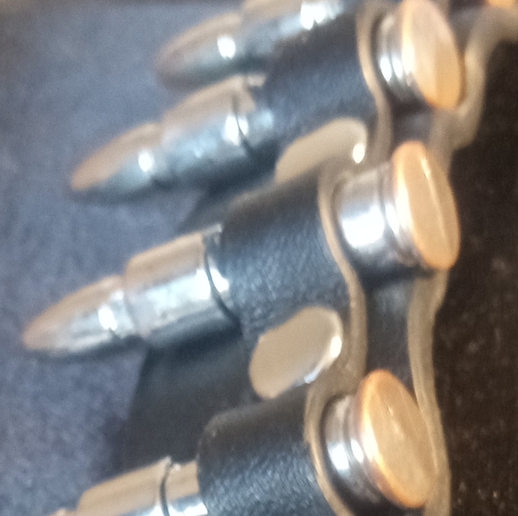 Vintage Black Leather Bracelet with Silver Bullets - Picture 11 of 15